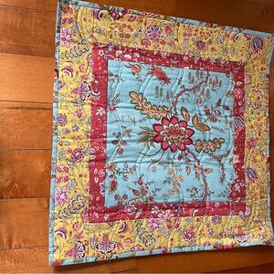 Floral Patchwork Quilted Square - Blue, Yellow & Red